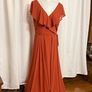 Chicas Large Elegant Rust Orange Women's Bridesmaid Dress